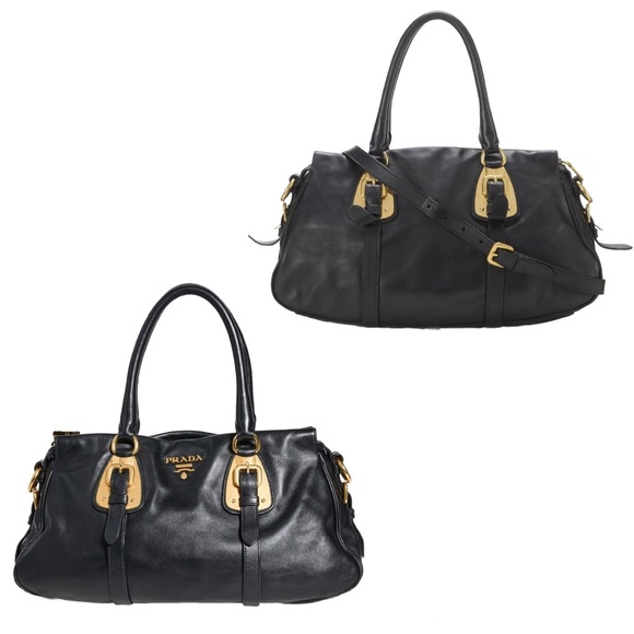 SOLD!!PRADA Black Calfskin Bauletto Handbag Medium Black with Lock, COA Dustbag - Picture 4 of 17